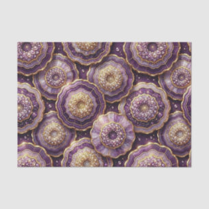 Papel De Seda Decoupage de Luxo Geodo de Ágata Roxo + Dourado