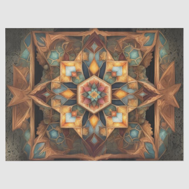Papel De Seda Decoupage de Mandala de Cores Suaves (Frente )