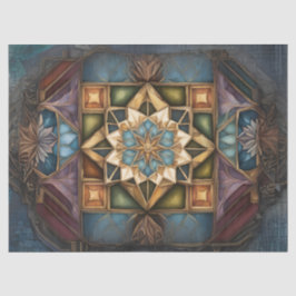Papel De Seda Decoupage de Mandala em Cores de Joias Suaves