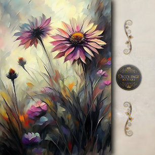 Papel De Seda Decoupage de Margarida Flor Silvestre Abstrata