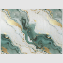 Papel De Seda Decoupage de Mármore Branco Verde