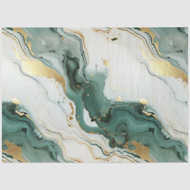 Papel De Seda Decoupage de Mármore Branco Verde (Frente )