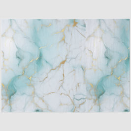 Papel De Seda Decoupage de Mármore Dourado Branco Aqua