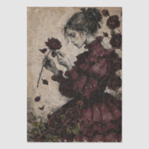 Decoupage de Menina Fantasia Vitoriana Borgonha An