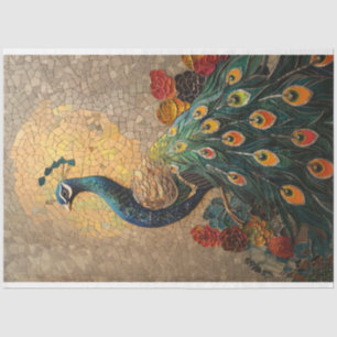 Papel De Seda Decoupage de Mosaico de Pavão