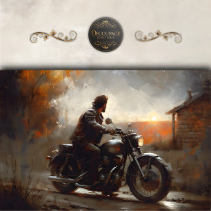 Papel De Seda Decoupage de Moto Sunset Rider