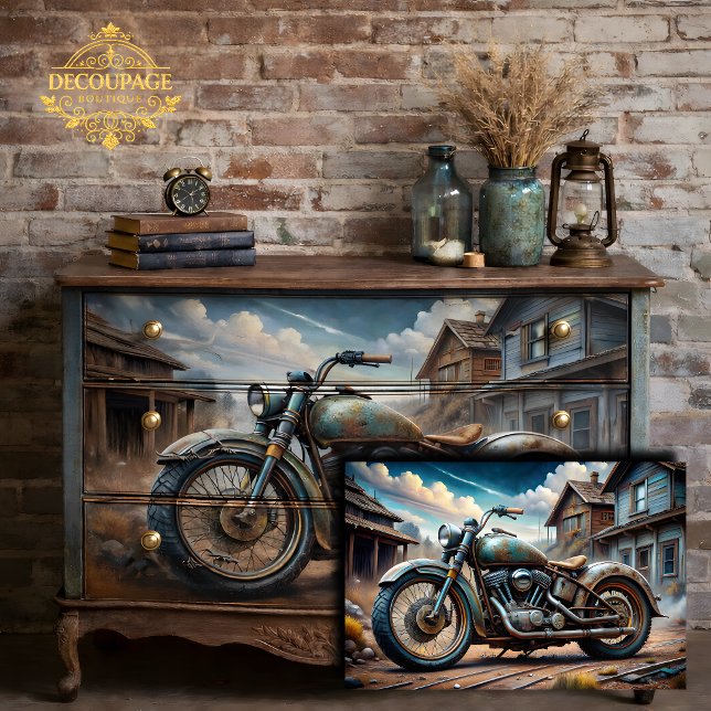 Papel De Seda Decoupage de Motocicleta Antiga (Vintage Motorcycle Decoupage Tissue Paper)