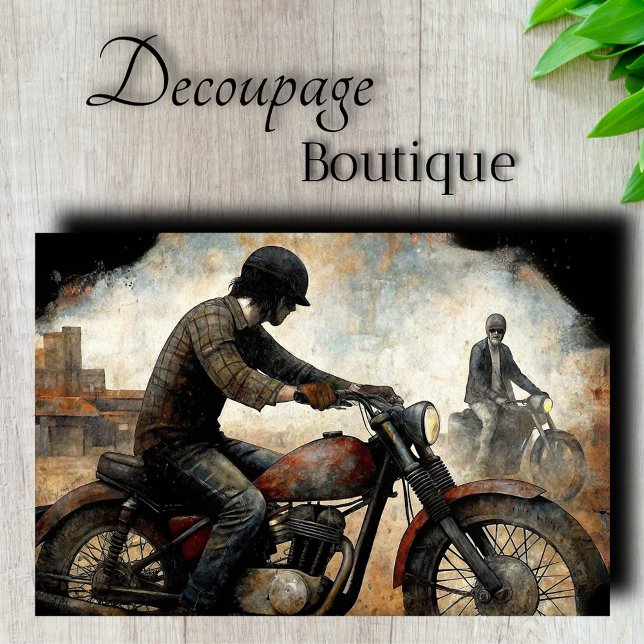 Papel De Seda Decoupage de Motocicleta Antiga (Vintage Motorcycle Decoupage Tissue Paper)