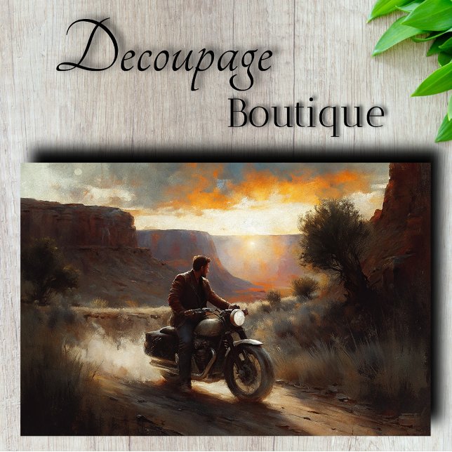 Papel De Seda Decoupage de Motocicleta de Canyon (Canyon Motorcycle Journey Decoupage Tissue Paper)