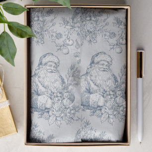 Papel De Seda Decoupage de Natal Azul e Branco Vintage