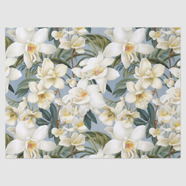Papel De Seda Decoupage de Orquídeas Brancas (Frente )