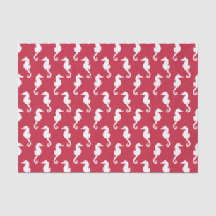 Papel De Seda Decoupage de Padrão Branco e Vermelho do Seacavalo