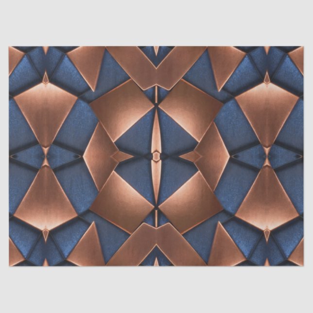 Papel De Seda Decoupage de Padrão de Cobre e Sapphire Negrito (Frente )