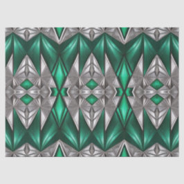 Papel De Seda Decoupage de Padrão Moderno Esmeralda e Prata