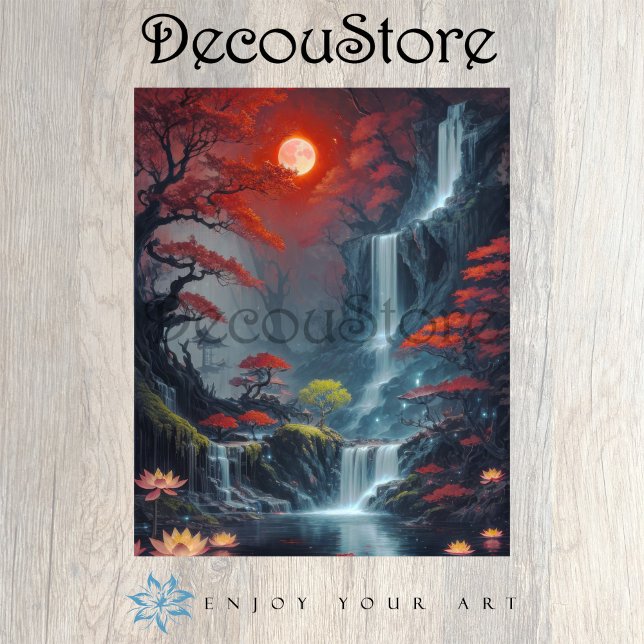 Papel De Seda Decoupage de Paisagem com Cachoeira (Criador carregado)