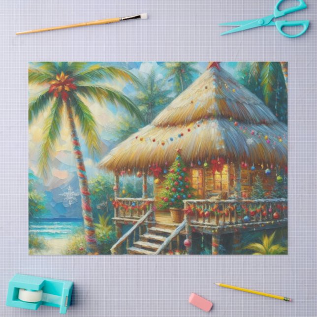 Papel De Seda Decoupage de Palma de Natal Tropical de Palma de Á (Arte )