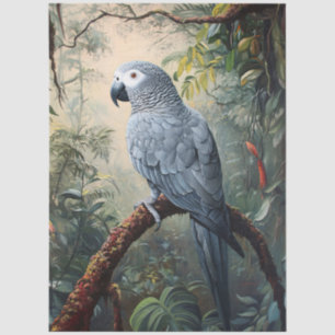 Papel De Seda Decoupage de Papagaio Cinza Africano