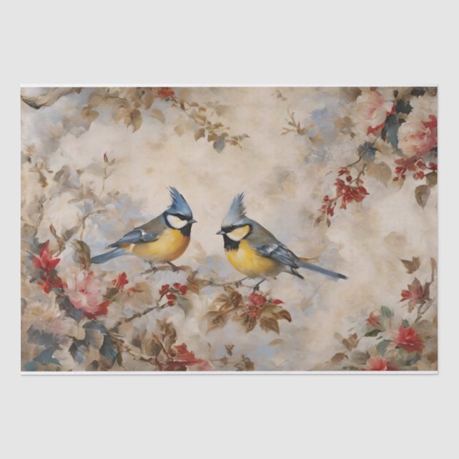 Papel De Seda Decoupage de Pássaros e Galhos (Frente )