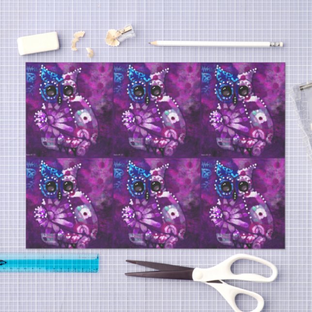 Papel De Seda Decoupage de pássaros roxos Abstrato (Arte )