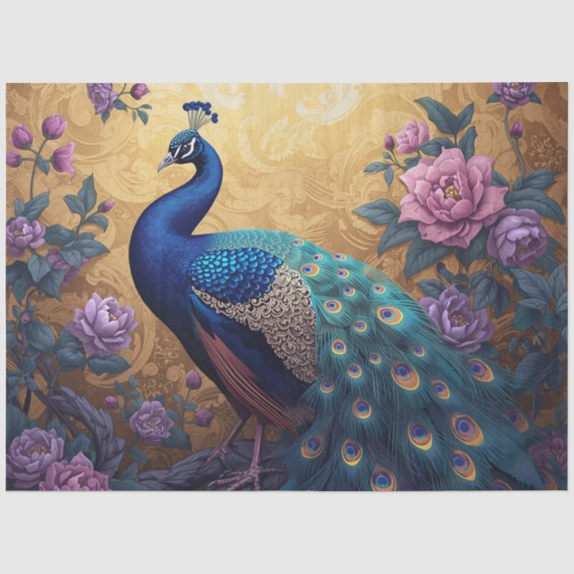 Papel De Seda Decoupage de Pavão Elegante (Frente )