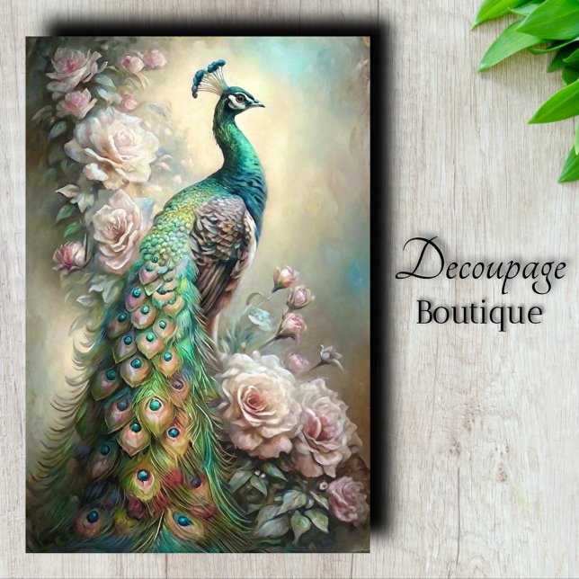 Papel De Seda Decoupage de Pavão Real Regal (Regal Peacock Decoupage Tissue Paper)