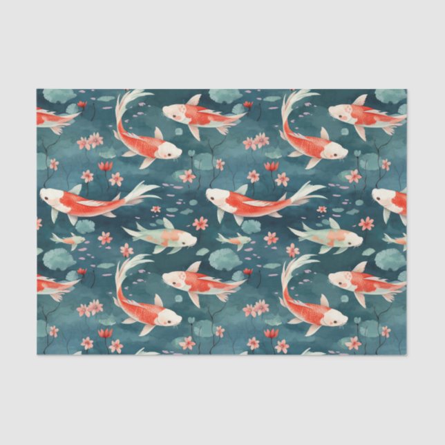 Papel De Seda Decoupage de Peixe Koi Japonês (Frente )