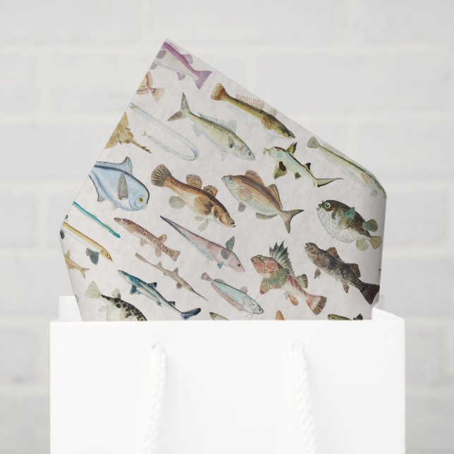 Papel De Seda Decoupage de Peixes (Sacola de presentes)