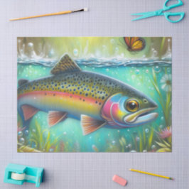 Papel De Seda Decoupage de Peixes Chalk-Pastel Whimsical