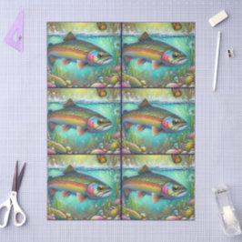 Papel De Seda Decoupage de Peixes Chalk-Pastel Whimsical
