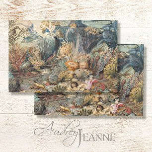 Papel De Seda Decoupage de Peixes de Corais do Mar Botânico Vint