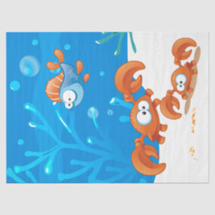 Papel De Seda Decoupage de Peixes Engraçados e Curiosos Oceanos