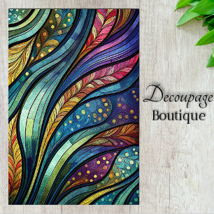 Papel De Seda Decoupage de Penas de Abstrato de Vidro Obtidas