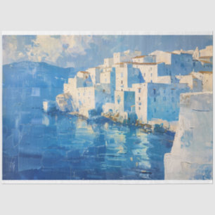 Papel De Seda Decoupage de Pintura Costeira Mediterrânica