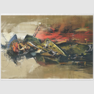 Papel De Seda Decoupage de Pintura de Aquarela Pirata abstrato