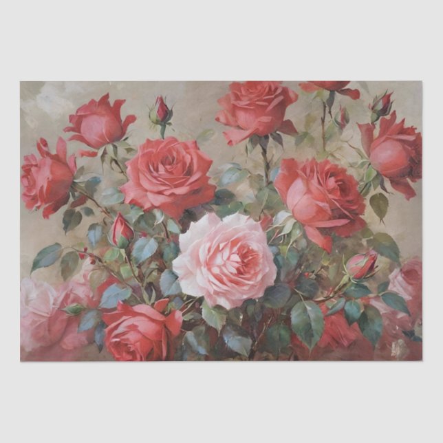 Papel De Seda Decoupage de Pintura de Óleo de Arte rosa (Frente )