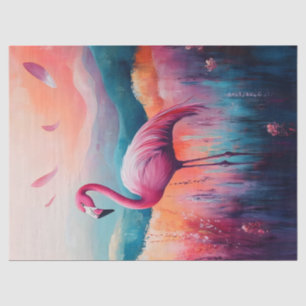 Papel De Seda Decoupage de Pintura de Óleo de Flamingo abstrato