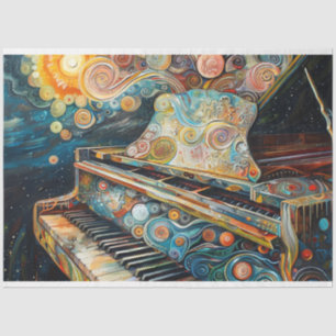 Papel De Seda Decoupage de Pintura de Piano Boho