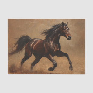Papel De Seda Decoupage de Pintura de Pintura de Óleo em Cavalo