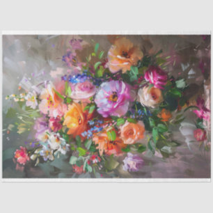 Papel De Seda Decoupage de Pintura Floral Impressionista Colorid