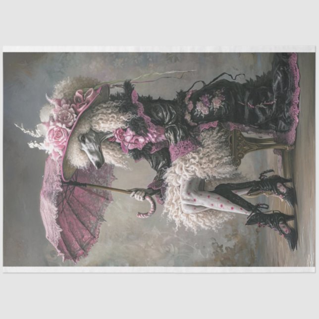 Papel De Seda Decoupage de Poodle Padrão da Boêmia (Frente )