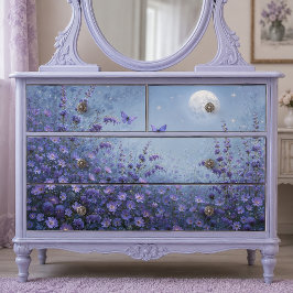 Papel De Seda Decoupage de Prado de Borboleta Lavanda ao Luar