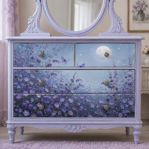 Papel De Seda Decoupage de Prado de Borboleta Lavanda ao Luar