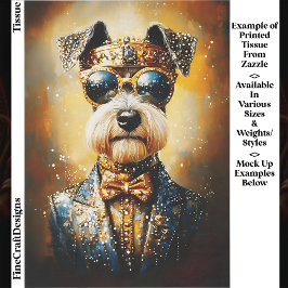 Papel De Seda Decoupage de Regal Schnauzer Cachorro e Ouro Coroa