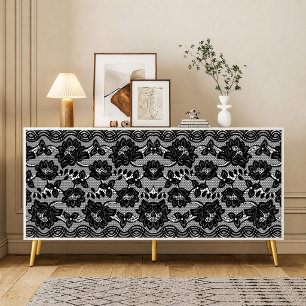 Papel de seda decoupage de renda preta vintage