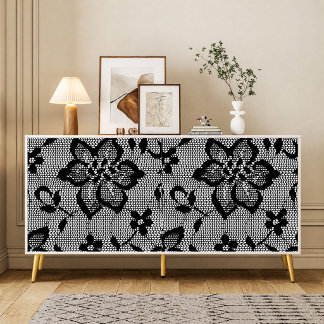 Papel de seda decoupage de renda preta vintage