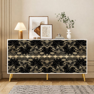 Papel de seda decoupage de renda preta vintage