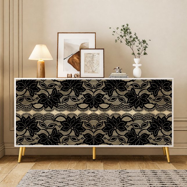 Papel de seda decoupage de renda preta vintage (Criador carregado)