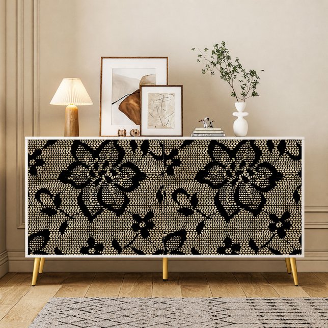 Papel de seda decoupage de renda preta vintage (Criador carregado)