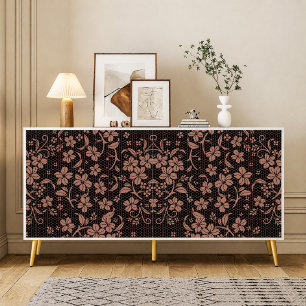 Papel de seda decoupage de renda preta vintage