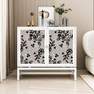Papel de seda decoupage de renda preta vintage